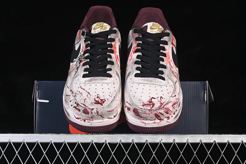 All categories Nk Air Force 1 Air Force series Nk Air Force 1 Low Air Force low-top Nike Air Force 1'07 Low Hand-painted graffiti Gothic bloodstains Air Force 1 low-top casual sneakers XL2132-888